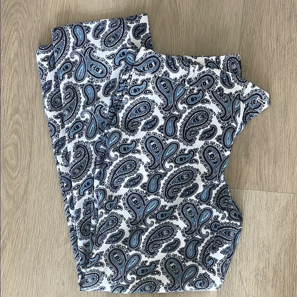Banana Republic Avery Paisley Print Leggings in Blue and White